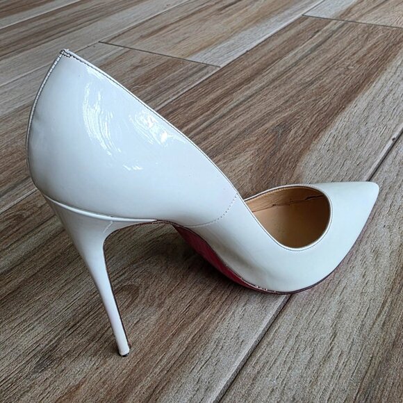 Christian Louboutin Kate 100mm White Patent Leather Pumps Eur. 10.5 - Picture 13 of 16